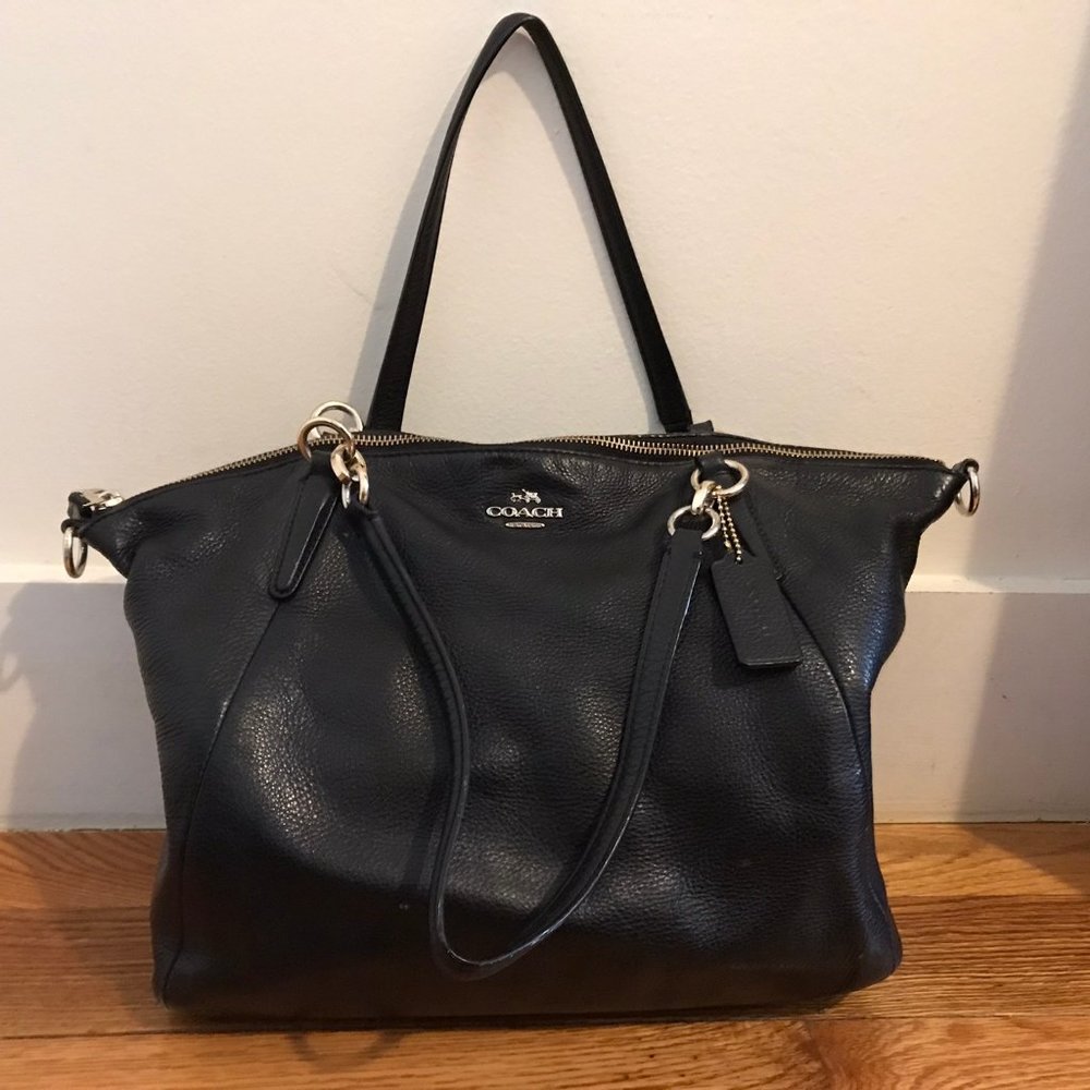 Coach Bag with Long Strap - Black Leather - GREAT Pre-Owned Condition